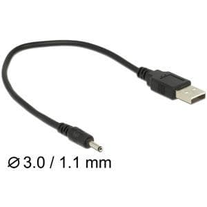 DeLOCK - USB / virtajohto - USB (vain virta) (M) DC-liittimeen 3,0 x 1,1 mm (M) - 27 cm - musta (83793)