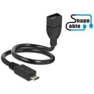DeLOCK OTG ShapeCable - USB-förlängningskabel - USB (F) till 5-stifts mikro-USB typ B (M) - 35 cm - svart (83927)