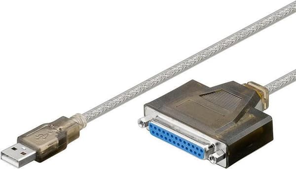 Goobay USB-skrivarkabel, transparent, 1,5 m - USB 2.0-kontakt (typ A) > D-SUB/IEEE 1284-uttag (25-stift) (95433)