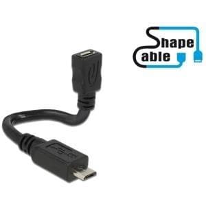 Delock-kaapeli USB 2.0 Micro-B uros > USB 2.0 Micro-B naaras OTG ShapeCable 0,15 m (83923)