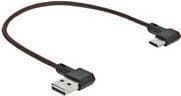 DeLOCK Easy - USB-kabel - USB (M) vänster/högervinklad, vändbar till USB-C (M) vänster/högervinklad, vändbar - 20cm - svart (85279)