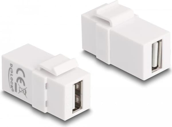 Delock Keystone -moduuli USB 2.0 A naaras USB 2.0 A naaras valkoinen (87830)