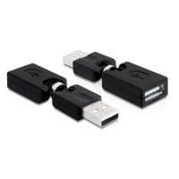 DeLOCK Rotationsadapter - USB-adapter - USB type A, 4-benet (M) - USB type A, 4-benet (W) - 6,5 cm (USB / USB2.0) - sort (65260)