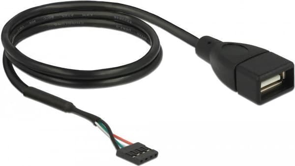DeLOCK - USB-kabel - 4-stift USB 2.0 header (F) till USB (F) - USB 2.0 - 15 cm - svart