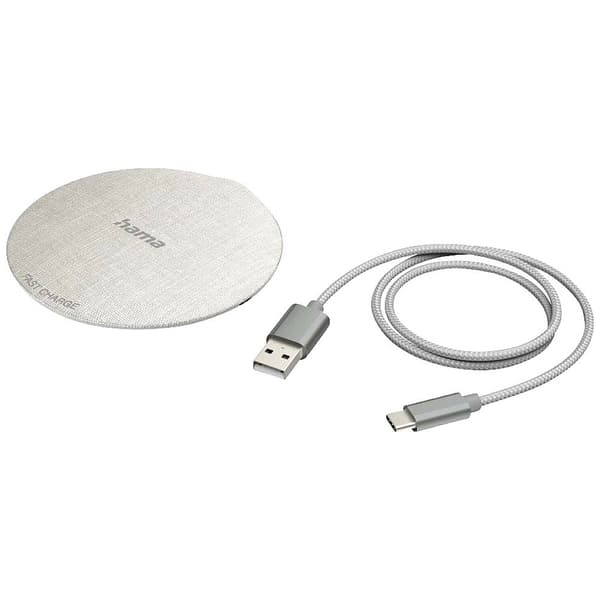 Hama induktionsladdare 2000 mA QI-FC10 Metal 00201679 Utgångar Qi-Standard Cremevit Gräddfärgad, Grå