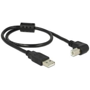 Delock-kabel USB 2.0 Typ-A hane > USB 2.0 Type-B hane vinklad 0,5 m svart (84809)