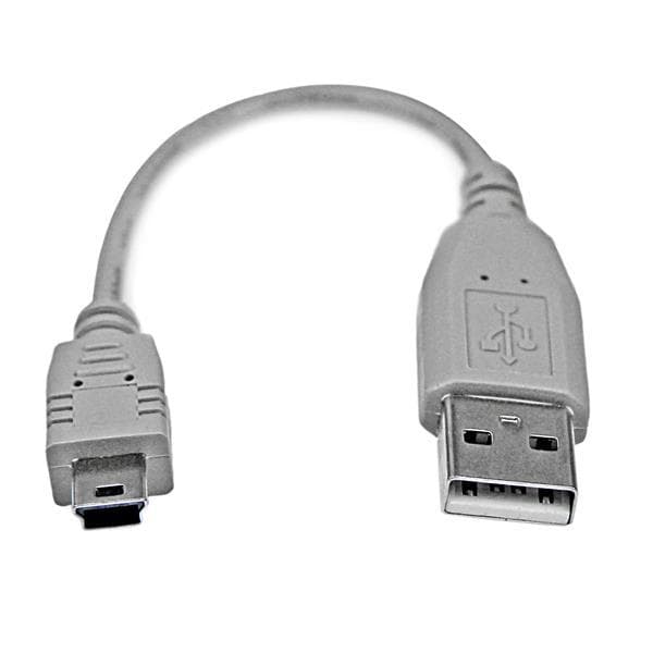 StarTech Mini USB2.0 A–Mini B -kaapeli - USB-kaapeli - USB-tyypin A 4-nastainen (M) - Mini-USB Type B (M) - 15 cm (USB/USB2.0) - Harmaa (USB2HABM6IN)