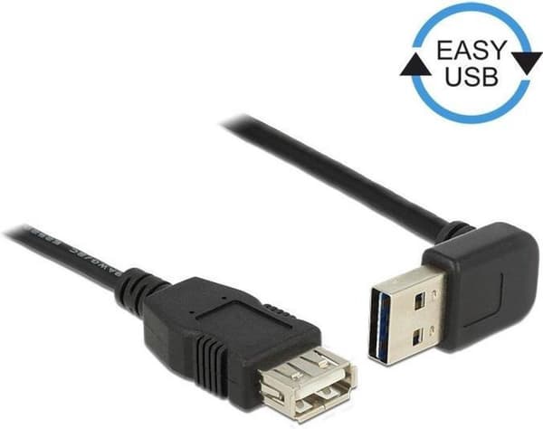 Easy-USB2.0 förlängningskabel USB-A vinklad topp/botten - 1 meter