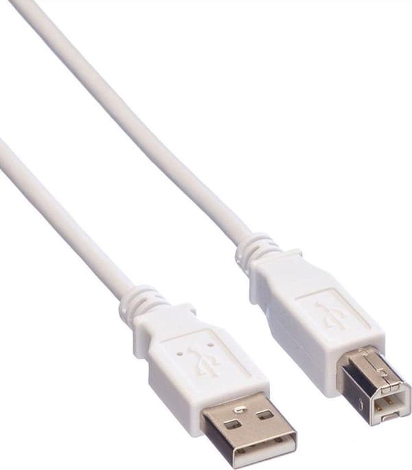 Värde USB till USB-B-kabel - USB2.0 - upp till 0,5A / vit - 3 meter