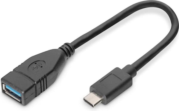 Digitus USB 3.2 Gen 1 (USB 3.0) Adapter [1x USB 3.2 Gen 1-uttag A (USB 3.0) - 1x USB 3.2 Gen 1-kontakt C (USB 3.0)] AK-300315-001-S Rund, Plugg passar