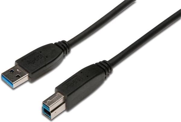 Digitus USB-kabel USB 3.2 Gen1 (USB 3.0 / USB 3.1 Gen1) USB-A-stik, USB-B-stik 1,80 m Sort Rund, Afskærmet (tredobbelt)