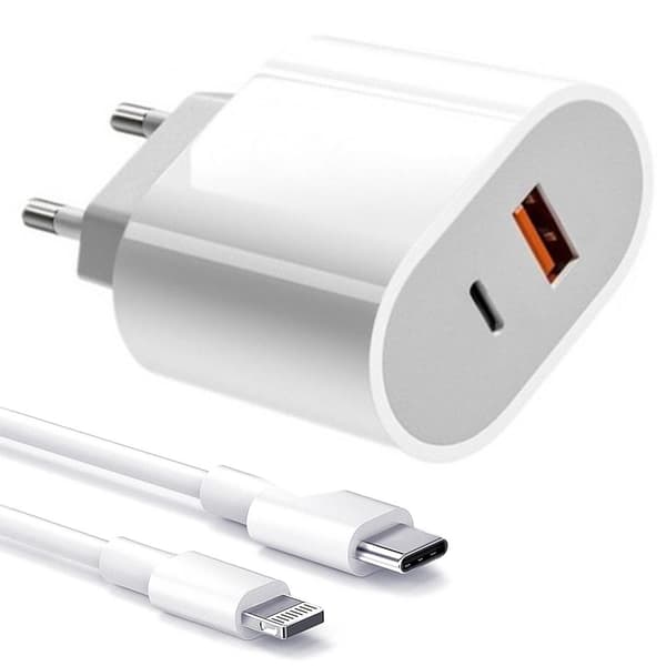 iPhone Laddare med 2 Uttag - Snabbladdare 20W USB-C
