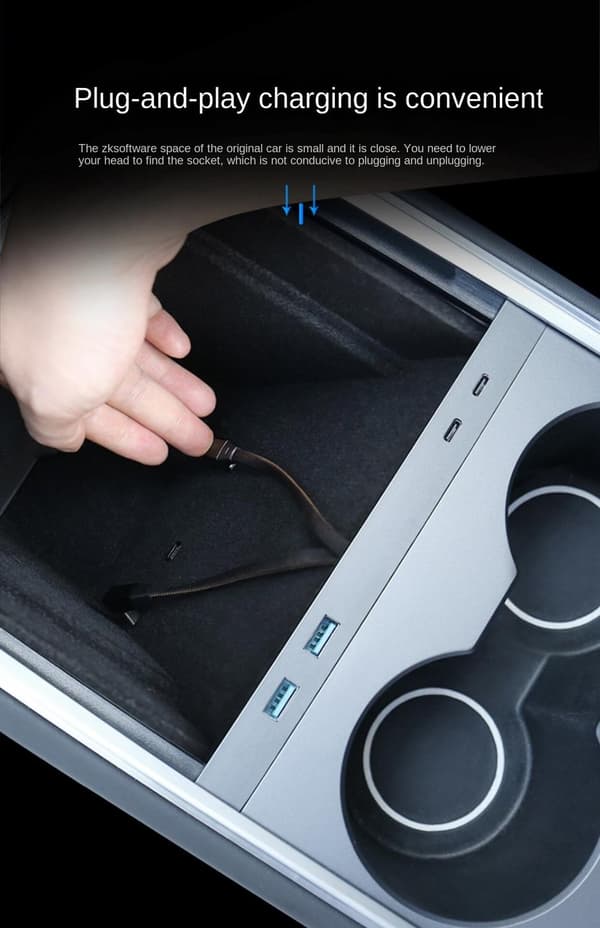 Dockningsstation för Tesla model 3/Y 2x USB - A 2X USB - C