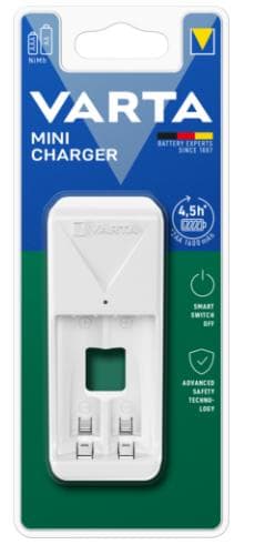 VARTA Mini Charger Luotettavat toiminnot erinomaisiin lataustuloksiin yhdistettynä moderniin VARTA-suunnitteluun tarjoavat parhaan hinta-laatusuhteen. Valkoinen