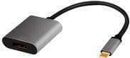 LogiLink - Videoadapter - USB-C (M) til DisplayPort (W) - USB 3.2 Gen 1 - 15 cm - understøtter 4K 60 Hz (3840 x 2160) - grå, sort