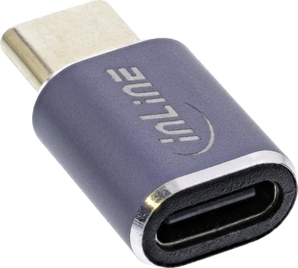 InLine® USB4-sovitin, USB Type-C uros/naaras, alumiini, harmaa (35900A)