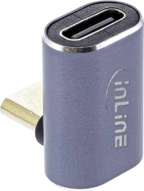 InLine® USB4 Adapter, USB Type-C stik/stik vinklet op/ned, aluminium, grå (35900D)