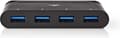 Miniatyrbillede 1 af 11: Nedis USB-adapter | USB 3.2 Gen 1 | USB-C™ han | 4x USB-A | Forniklet | Sort | Vinduesboks med Eurolås