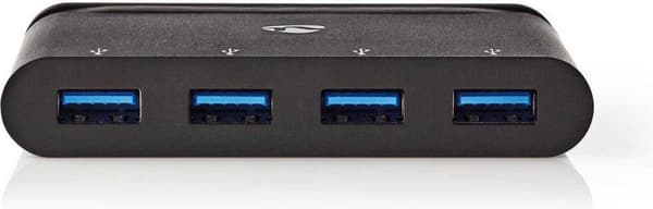 Nedis USB-adapter | USB 3.2 Gen 1 | USB-C™ hane | 4x USB-A | Nickelpläterad | Svart | Fönsterlåda med Eurolås