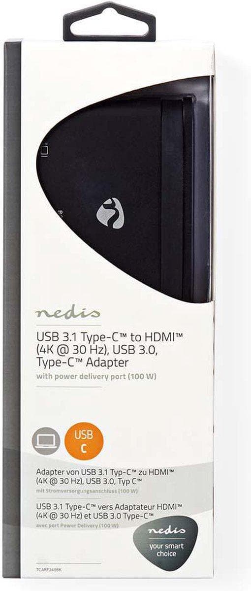 Nedis USB Multi Port Adapter | USB 3.2 Gen 1 | USB-C™ han | HDMI™ hun / USB-A hun / USB-C™ hun | Forniklet | Sort | Vinduesboks med Eurolås