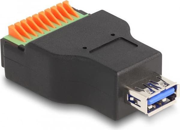 Delock USB 3.2 Gen 1 Type-A hun-til-klemmeblok-adapter med trykknap (66239)