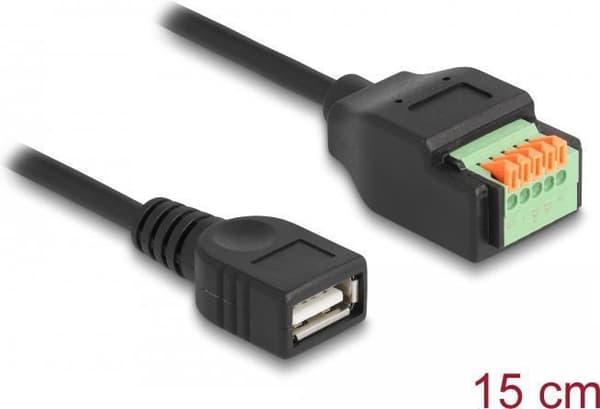 Delock USB 2.0-kabel Typ-A hona till kopplingsplintadapter med tryckknapp 15 cm (66062)