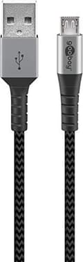 Miniatyrbild 1 av 5: Goobay Micro-USB to USB-A textile cable with metal plugs (space grey/silver) 0.5 m, 0.5 m, black-grey - elegant and extra-robust connection cable for