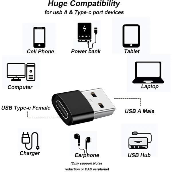 USB-adapter - USB type A (han) til USB-C (hun) - USB 3.1