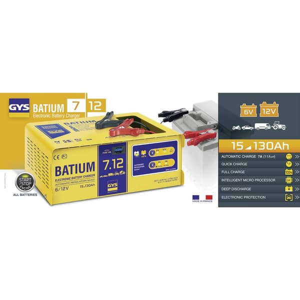 GYS Batium 7.12 024496 Bilbatteriladdare 6 V, 12 V 7 A