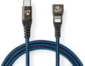 Miniatyrbillede 3 af 11: NEDIS USB-kabel USB 2.0 | Apple Lightning 8 pin | USB-C™-stik | 60W | 480 Mbps | Forniklet | 1,00 m | runde | Flettet / Nylon | Blå/sort (GCTB39650AL1