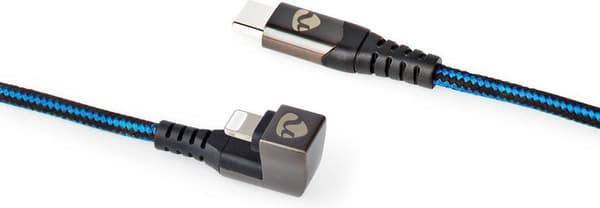 NEDIS USB-kabel USB 2.0 | Apple Lightning 8 pin | USB-C™-stik | 60W | 480 Mbps | Forniklet | 1,00 m | runde | Flettet / Nylon | Blå/sort (GCTB39650AL1