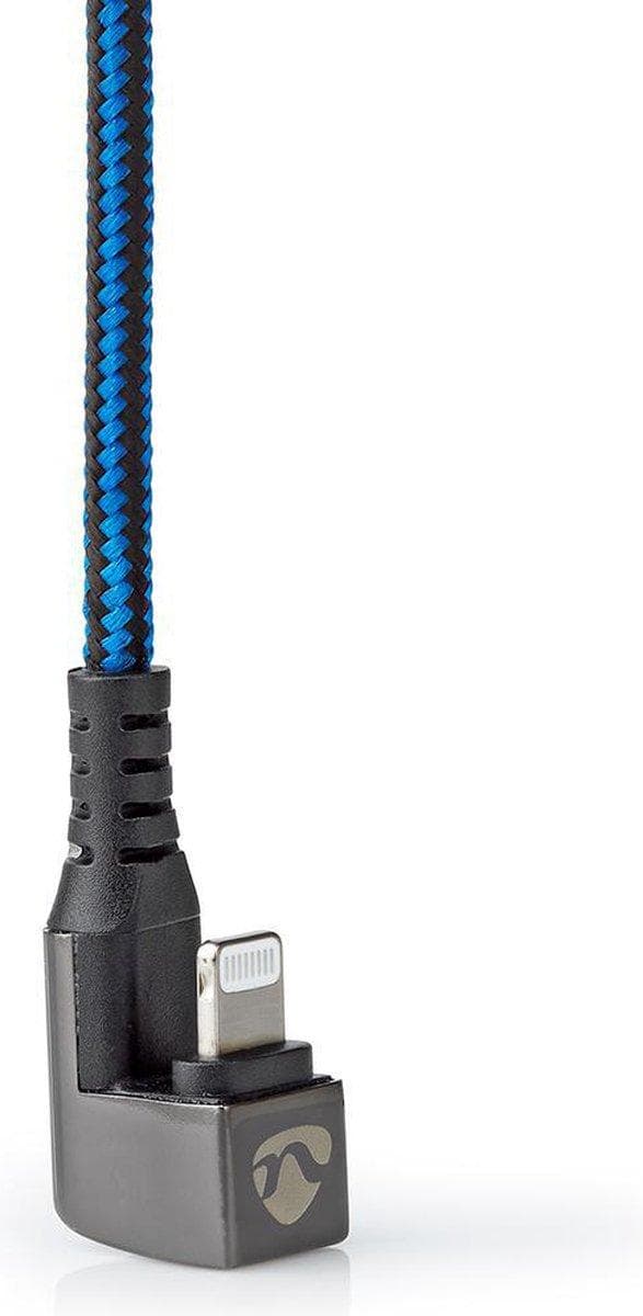 NEDIS USB-kabel USB 2.0 | Apple Lightning 8 pin | USB-C™-stik | 60W | 480 Mbps | Forniklet | 1,00 m | runde | Flettet / Nylon | Blå/sort (GCTB39650AL1