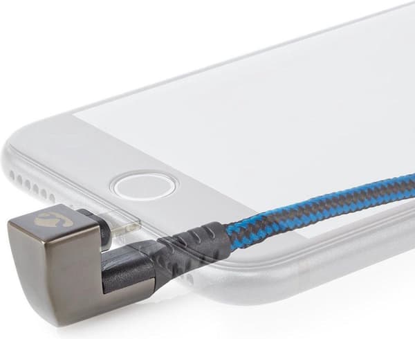 NEDIS USB-kabel USB 2.0 | Apple Lightning 8 pin | USB-C™-stik | 60W | 480 Mbps | Forniklet | 1,00 m | runde | Flettet / Nylon | Blå/sort (GCTB39650AL1
