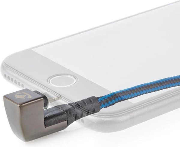 NEDIS USB-kabel USB 2.0 | Apple Lightning 8 pin | USB-C™-stik | 60W | 480 Mbps | Forniklet | 1,00 m | runde | Flettet / Nylon | Blå/sort (GCTB39650AL1