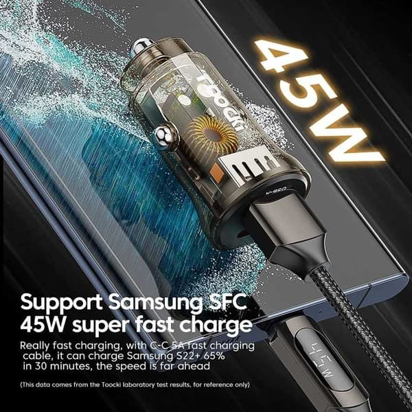 2-ports kompakt USB-C biloplader 45W PD20W & QC 3.0