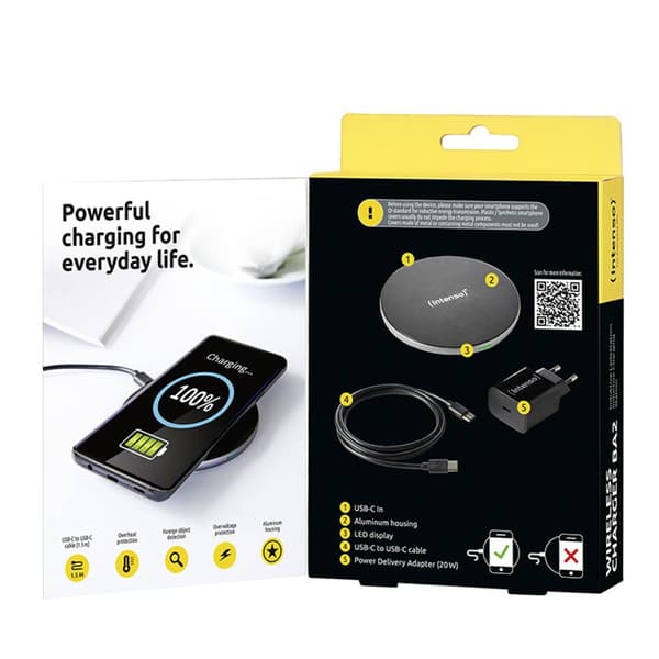 Intenso induktionsladdare BA2 black OUTPUT: 5W | 7,5 W | 10 W | 15 W Svart 7410520