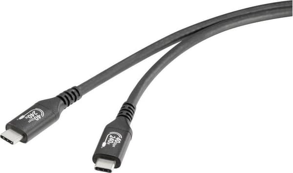 Renkforce USB-kabel USB4® USB-C® hane, USB-C® hane 1,00 m svart aluminium hane RF-5235978 (RF-5235978)