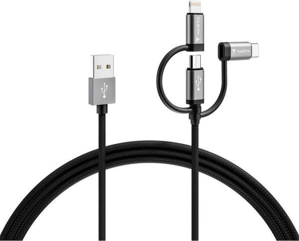 Varta Speed Charge & Sync Kabel 3in1 USB-A till Light./Mic./USB-C (57937 101 111)