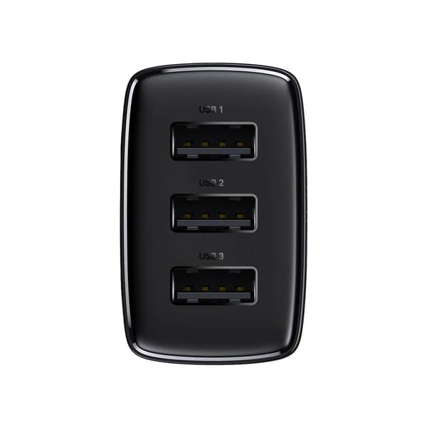 Baseus Vegglader med 3 USB-porter 17w - sort