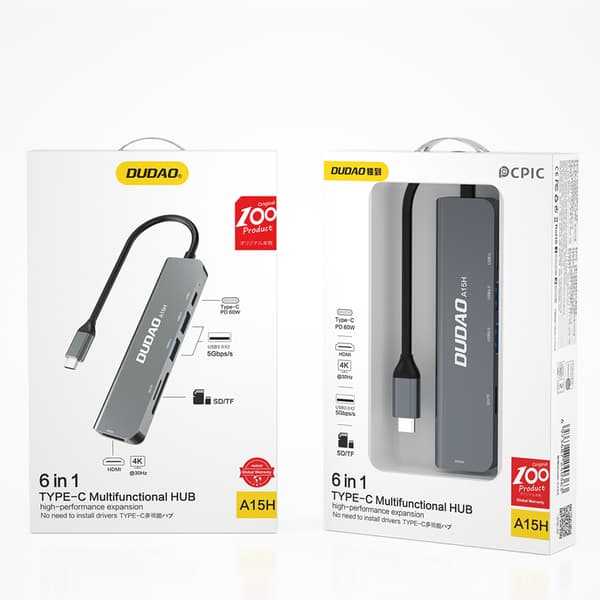 Dudao Multifunktionell USB-C Hub 6-i-1 med HDMI/USB 3.0 och PD 60W