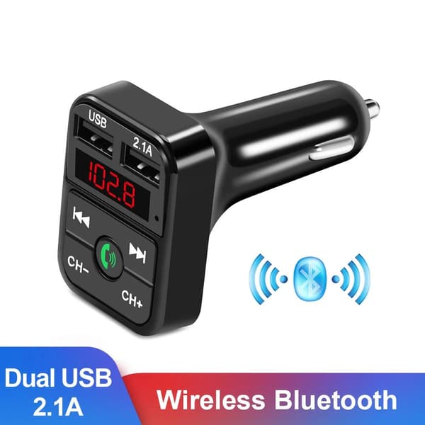 billaddare med LCD-skärm och dual USB 2.1A, trådlös bluetooth handsfree bil MP3-spelare, FM-sändare