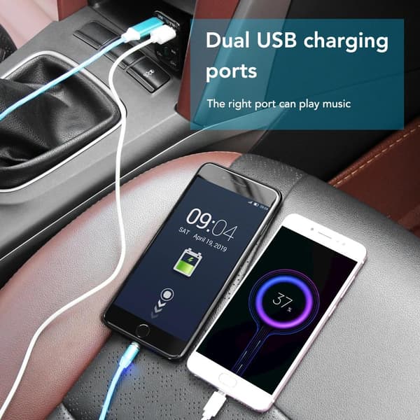 billaddare med LCD-skärm och dual USB 2.1A, trådlös bluetooth handsfree bil MP3-spelare, FM-sändare