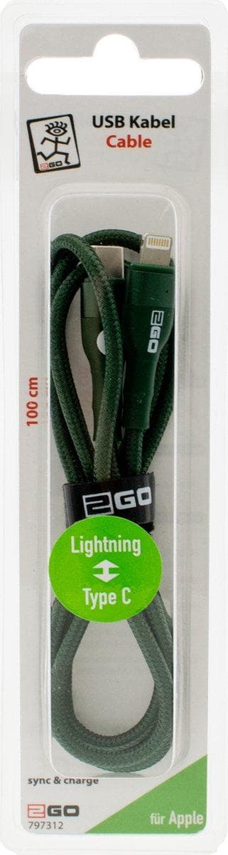 2GO 797312 USB-kabel 1 m USB C Lyngrøn (797312)