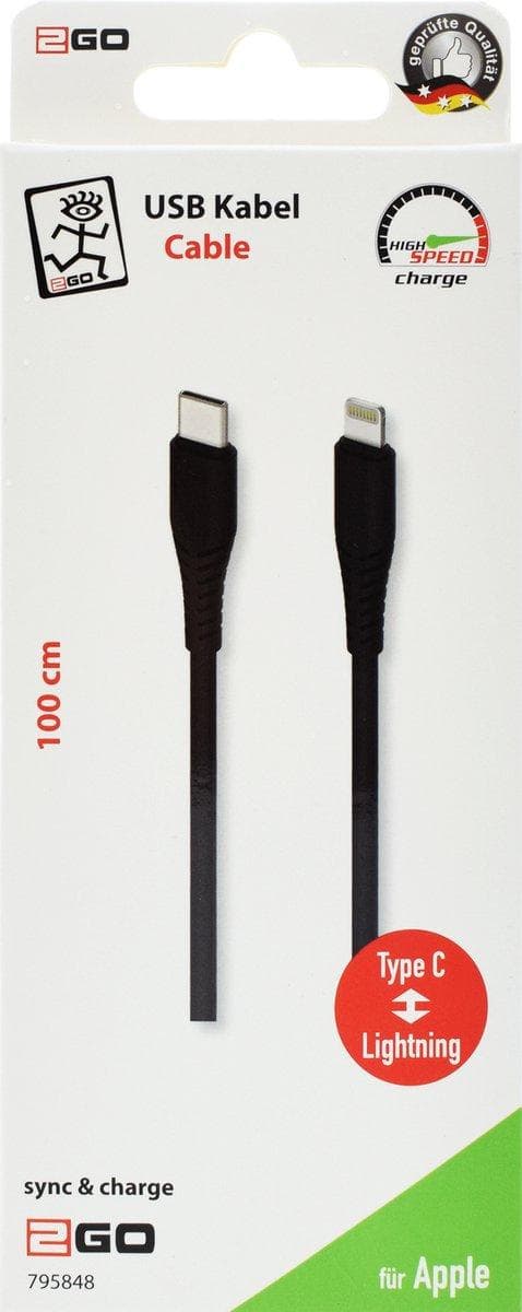 2GO 795848 USB-kabel 1 m USB 3.2 Gen 1 (3.1 Gen 1) USB C Lynsort (795848)
