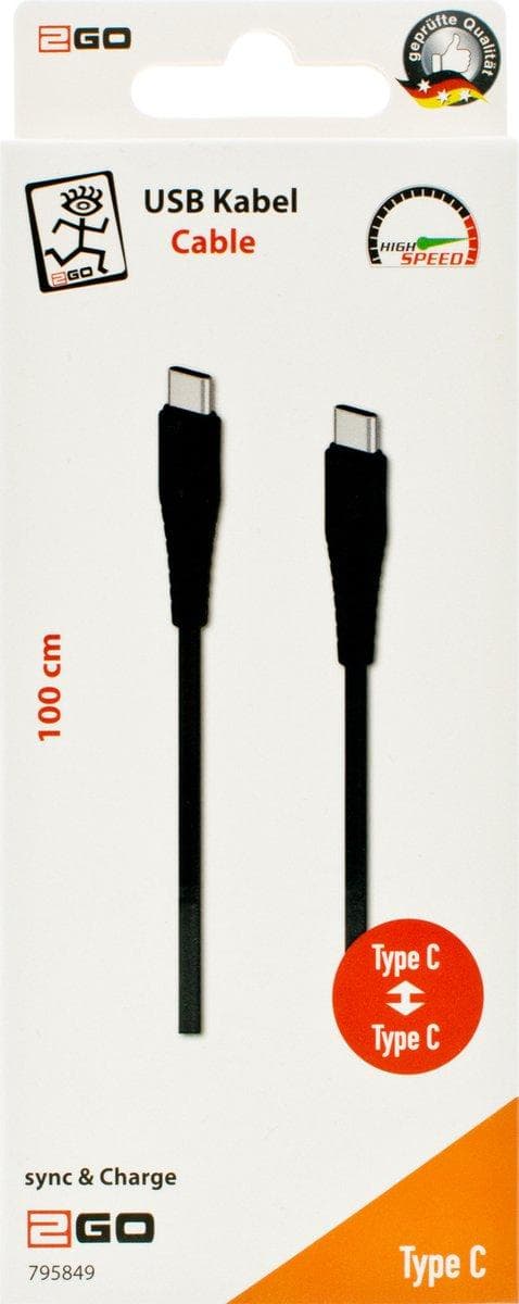 2GO 795849 USB-kabel 1 m USB 3.2 Gen 1 (3.1 Gen 1) USB C Svart (795849)