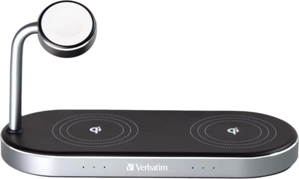 Verbatim WCS-03 3-in-1 Qi Mfi dual draadloze + Apple Watch -ylälatauslaite musta