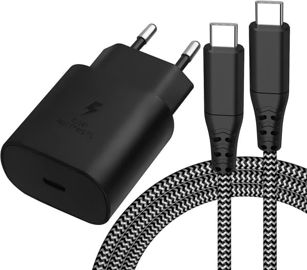 Samsung Original EP-TA845XBEGWW Snabbladdare, 45 W, Svart (med extra läng kabel)
