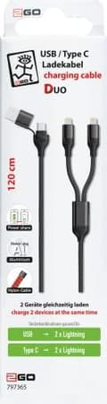 Miniatyrbild 2 av 2: 2GO 797365 USB-kabel 1,2 m USB A/USB C 2 x USB C Svart (797365)