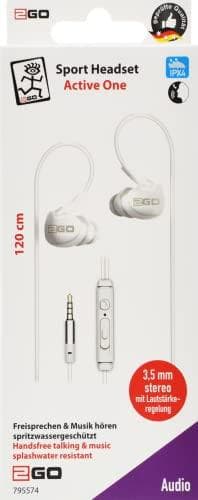 2GO Active 1 - Hörlurar - In Ear - Samtal/Musik - Vit - Svara/Avsluta samtal - Volym + - Volym - - Knapp (795574)