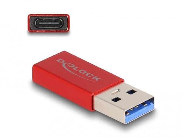 Delock USB 10 Gbps Adapter USB Typ-A hane till USB Type-C™ hona aktiv röd (60044)